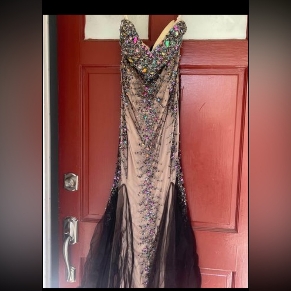 Jovani Black & Tan Prom Dress Size 12